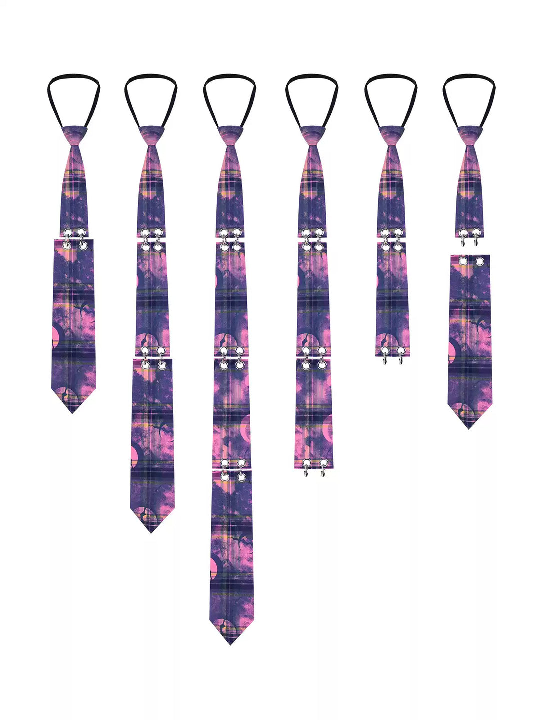 PINKSPINK ELECTRIC MOON wasteland plaid extra-long tie — alternate gallery view showing the design details