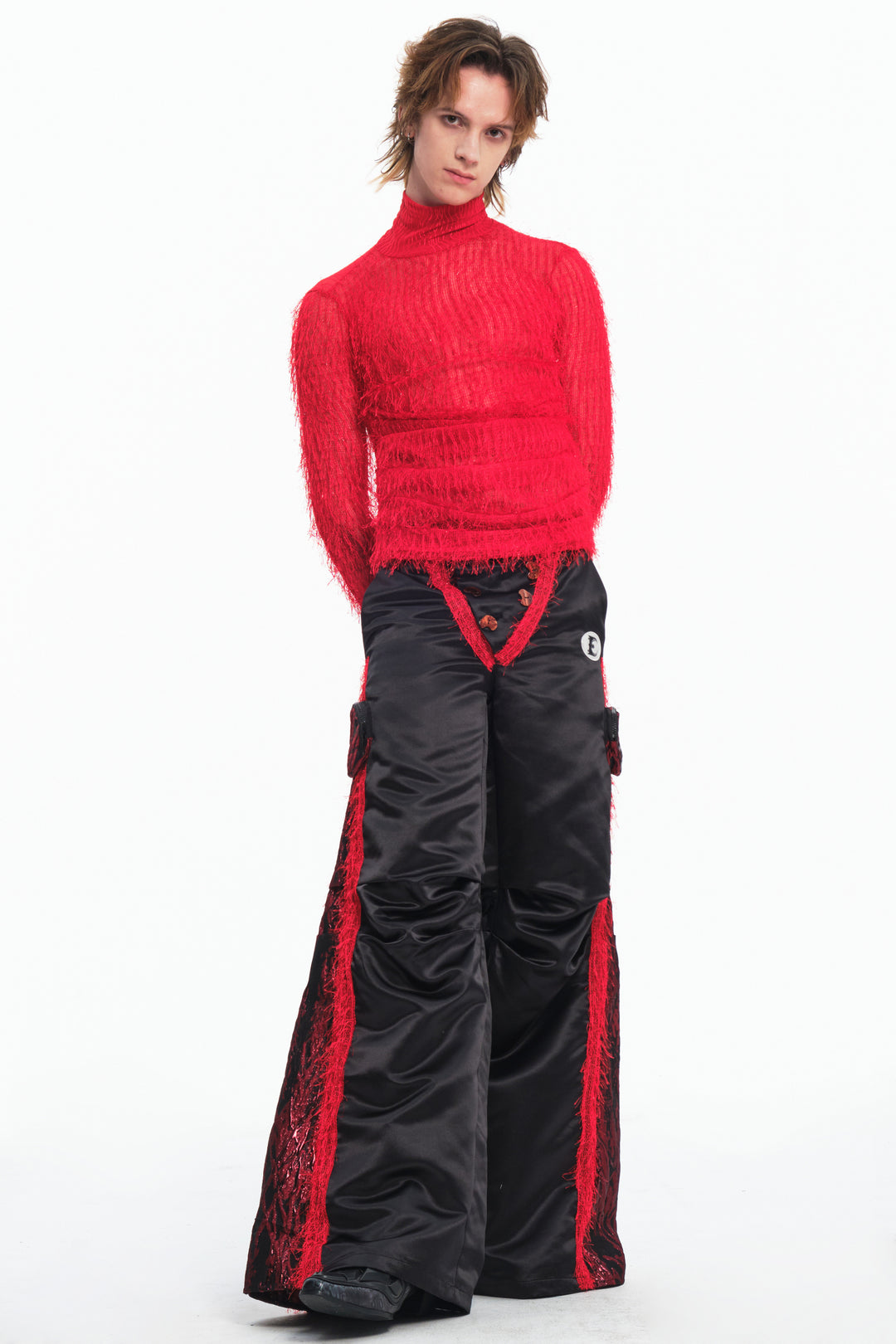 EMBRYO RED SPIDER distressed mesh top — additional product detail view