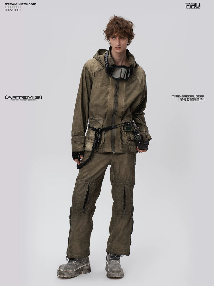 STARCORE lunar soil green distressed work jacket — alternate product view