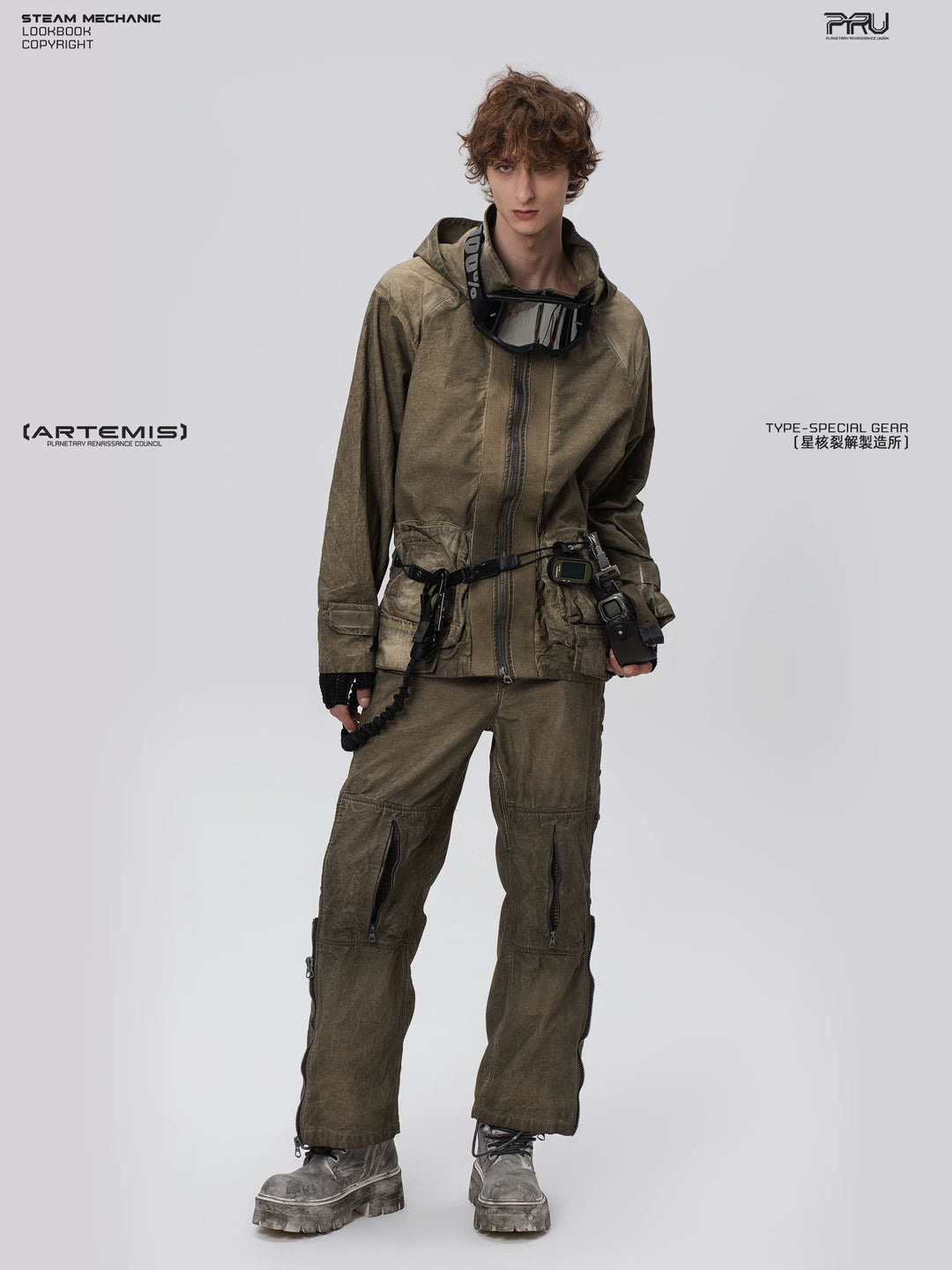 STARCORE lunar soil green distressed work jacket — alternate product view