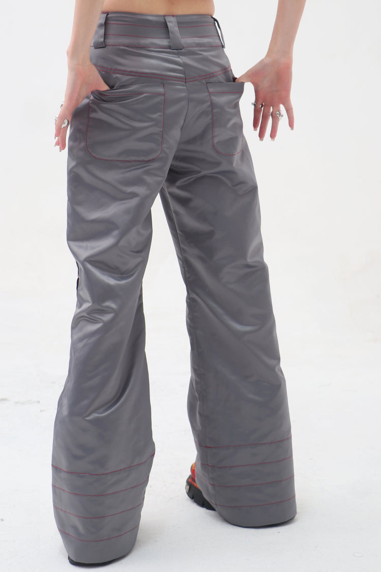 EMBRYO STARSHIFT ruched 3D-effect pants — full-length modeled view