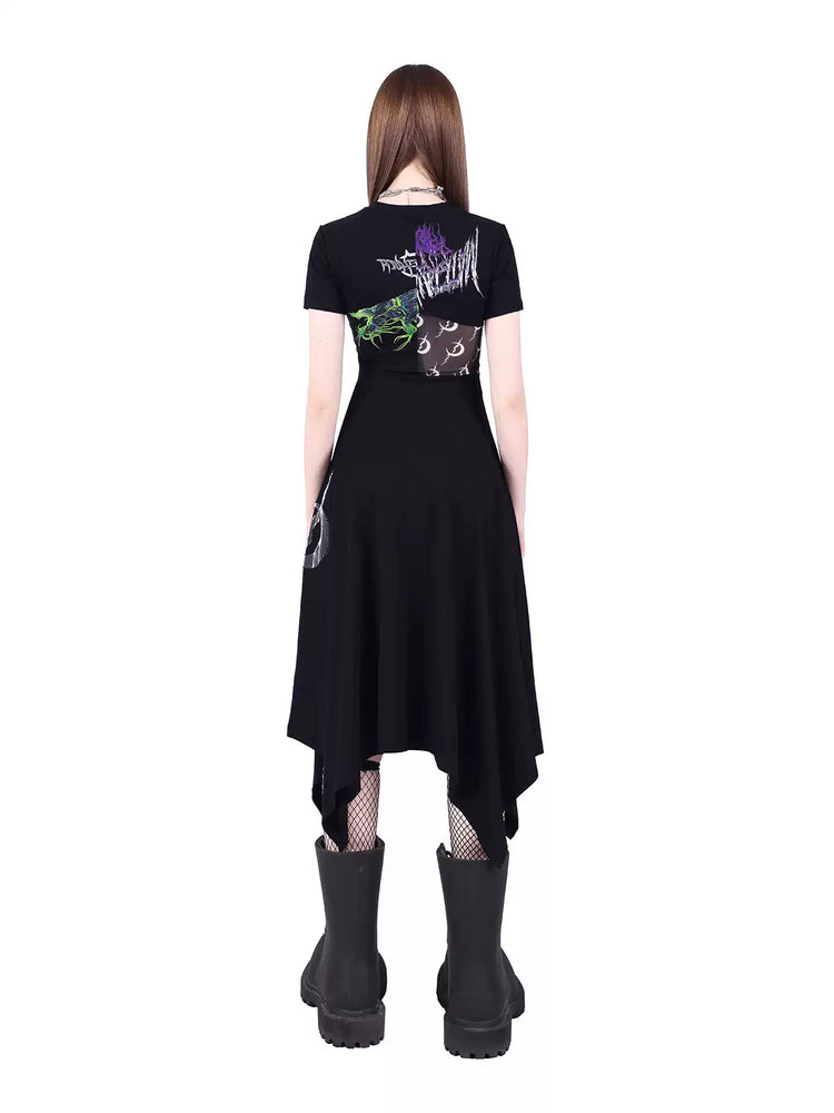 PINKSPINK ELECTRIC MOON reconstructed cutout dress — close modeled view highlighting the construction