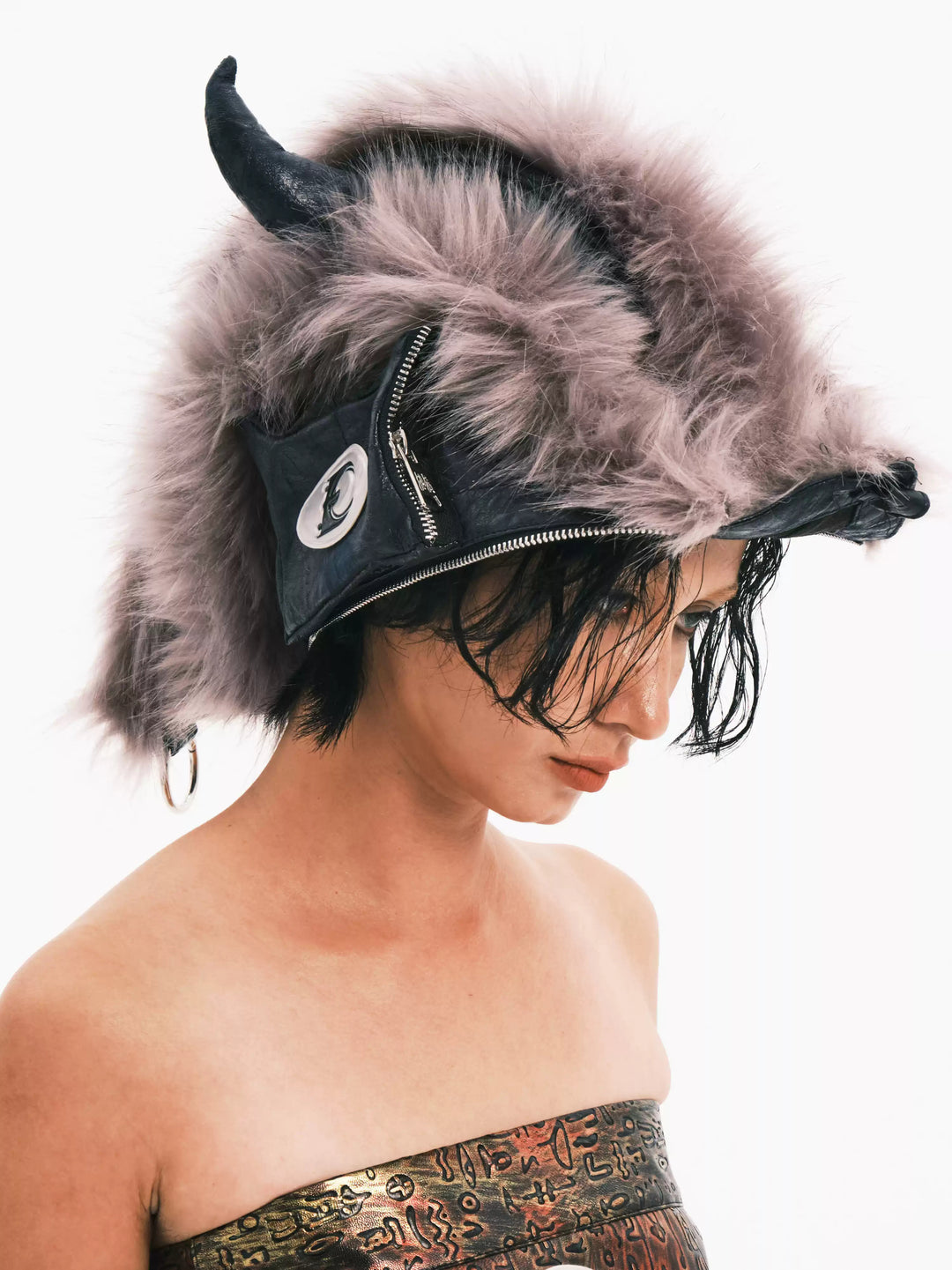 EMBRYO HORNFORM faux-fur hat & bag — alternate product presentation
