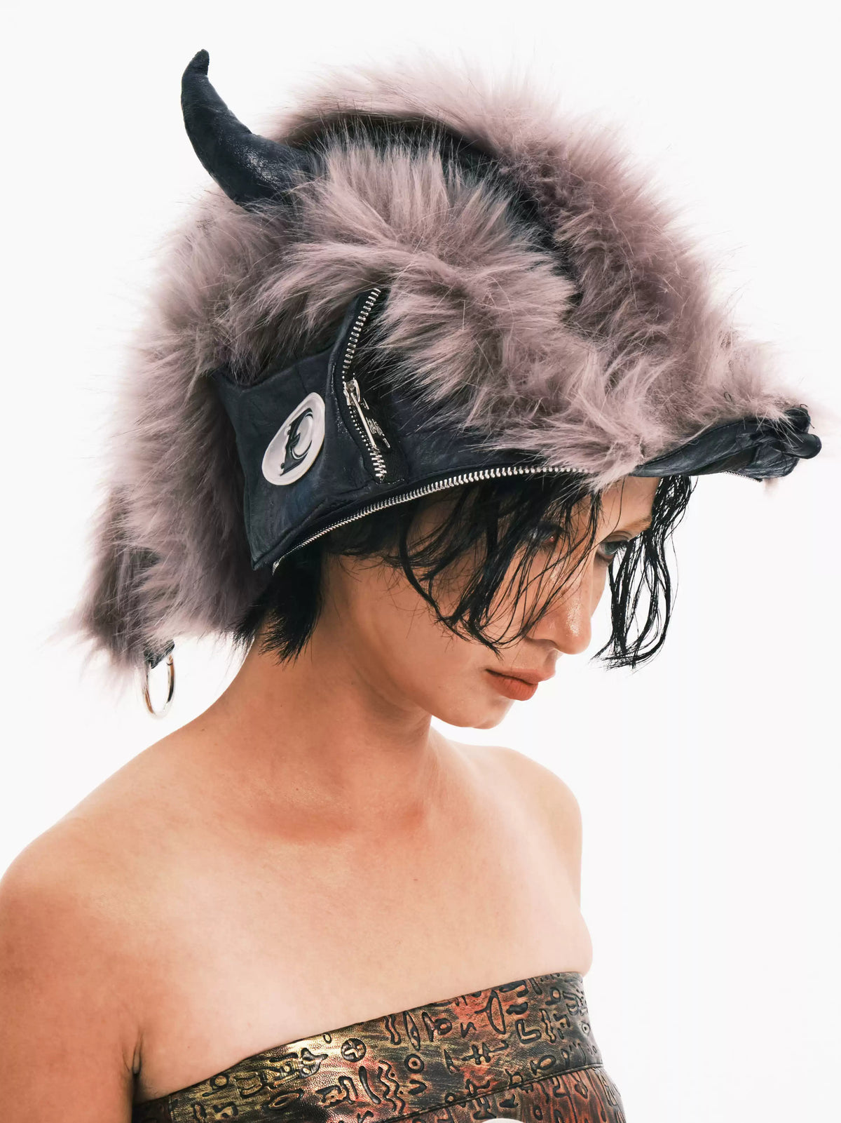 EMBRYO HORNFORM faux-fur hat & bag — alternate product presentation