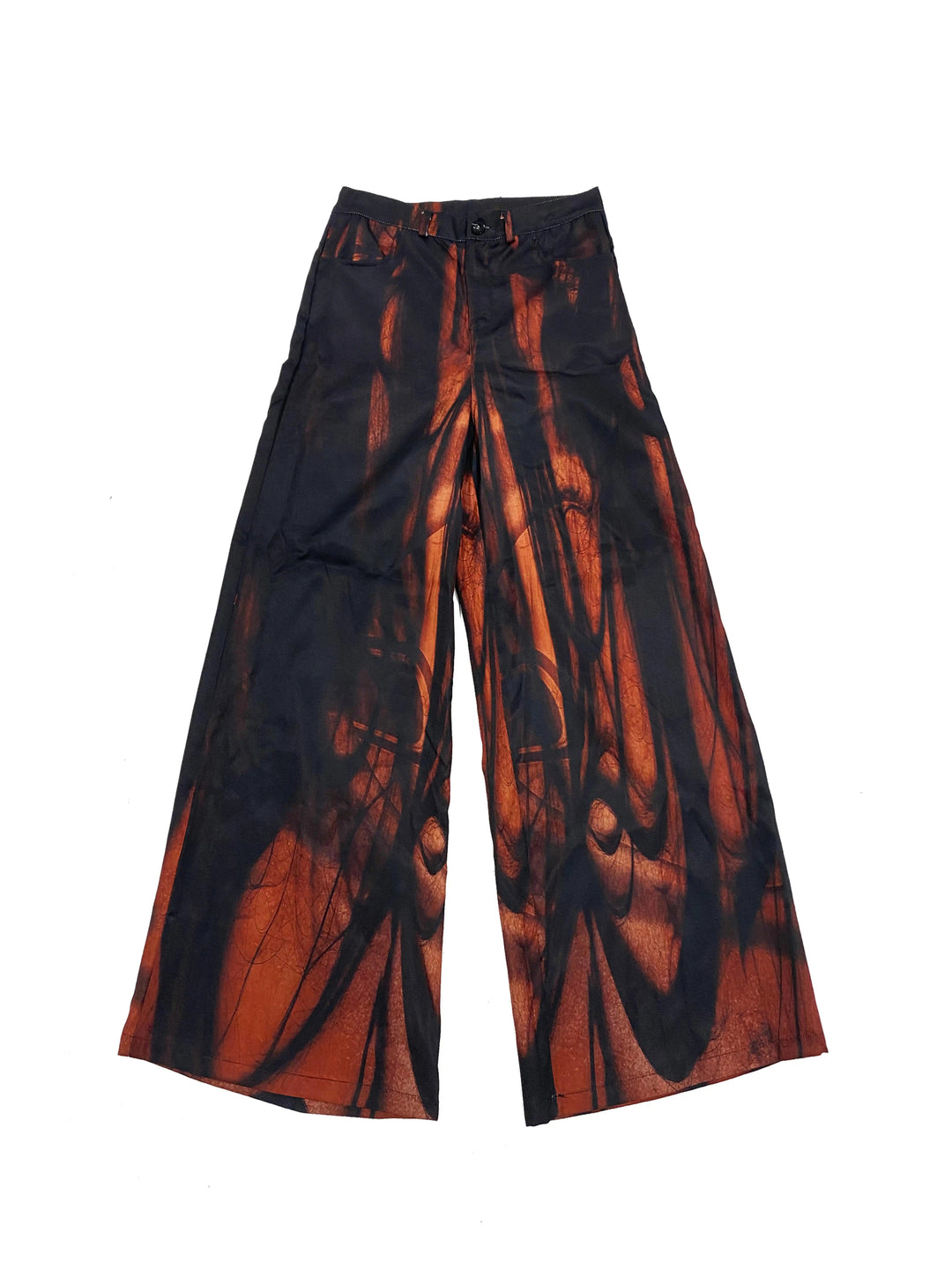 EMBRYO NERVE BLOOM printed flare pants — alternate styled presentation