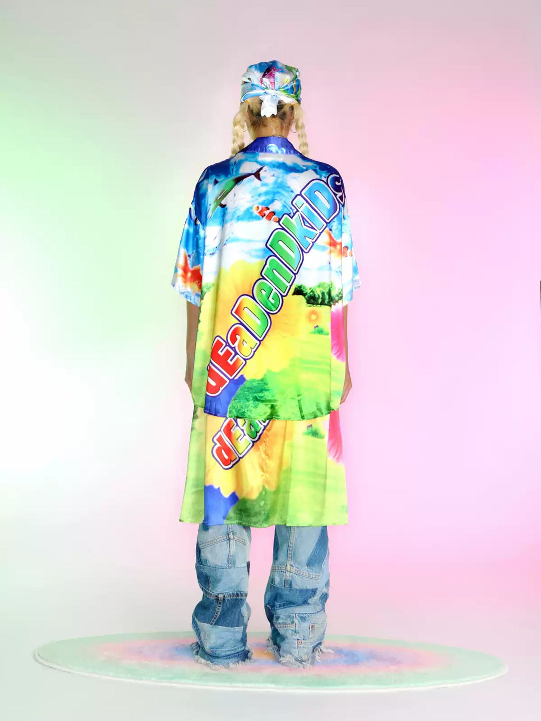 DEADENDKIDS ISLAND GRAFFITI satin-effect shirt — side or detail presentation