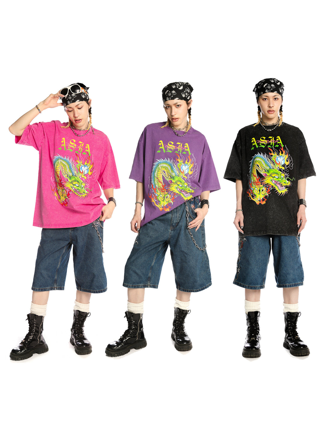 DEADENDKIDS ASIA DRAGON washed graphic tee — construction detail