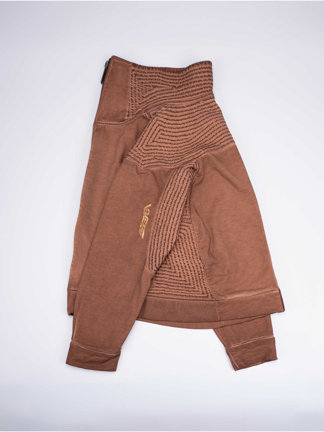 PIONEER venus orange distressed protection zip jacket — folded side flat-lay view showing textured shoulder and side panels