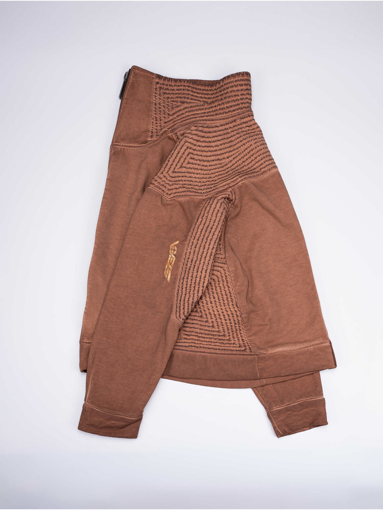 PIONEER venus orange distressed protection zip jacket — folded side flat-lay view showing textured shoulder and side panels