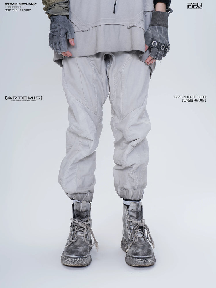 AEGIS eris white cropped moto riding pants — full-length styled view
