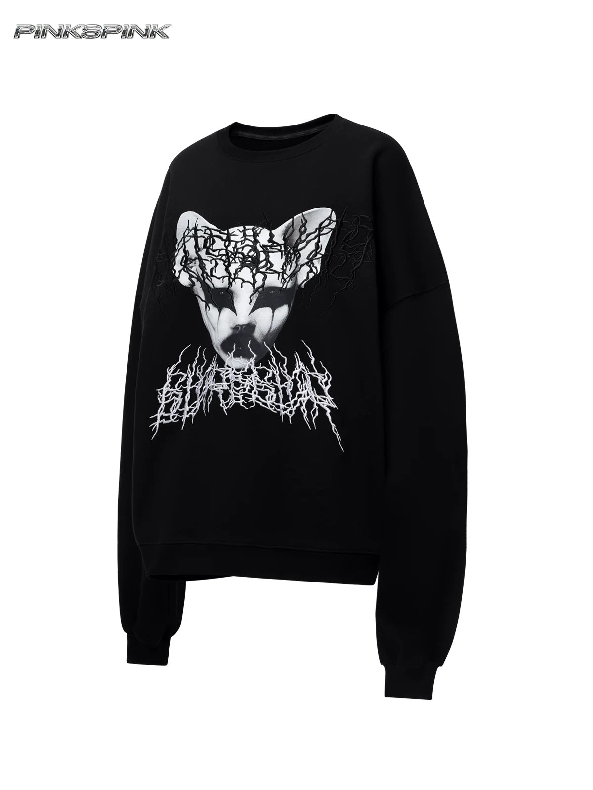 PINKSPINK CAT ALIEN embroidered oversized sweatshirt — front garment-only view