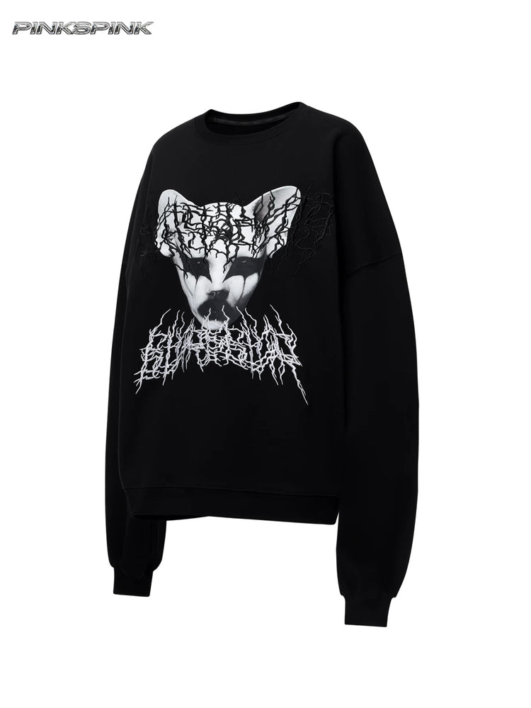 PINKSPINK CAT ALIEN embroidered oversized sweatshirt — front garment-only view