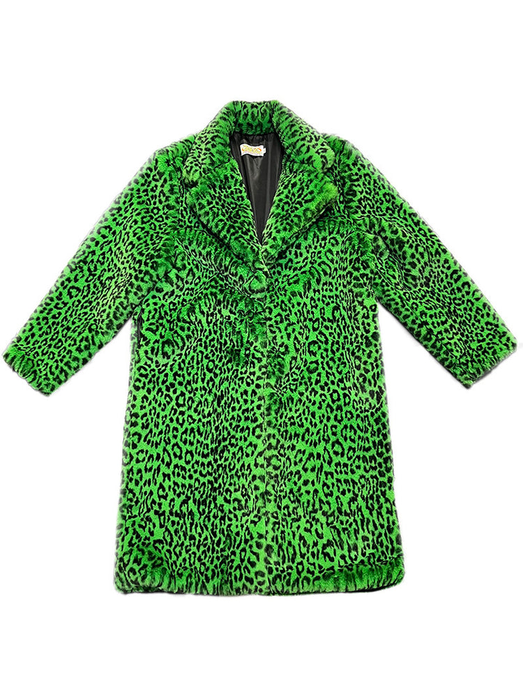 DEADENDKIDS LEOPARD RIOT long faux-fur coat & hat — construction detail