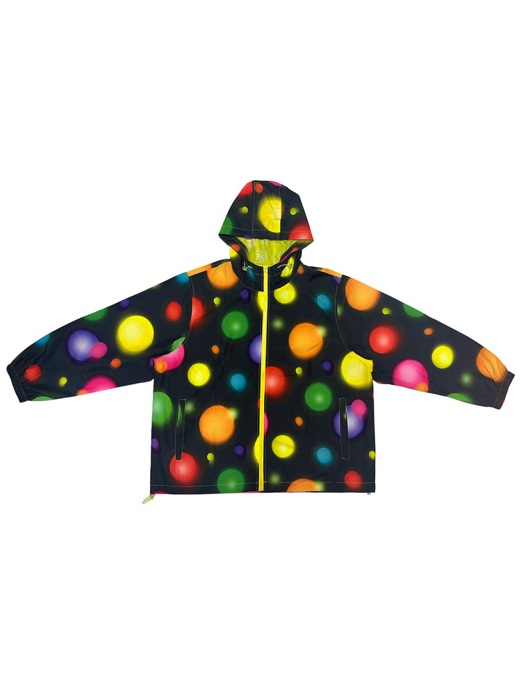 DEADENDKIDS POLKA SHIELD three-proof shell jacket — material and print detail