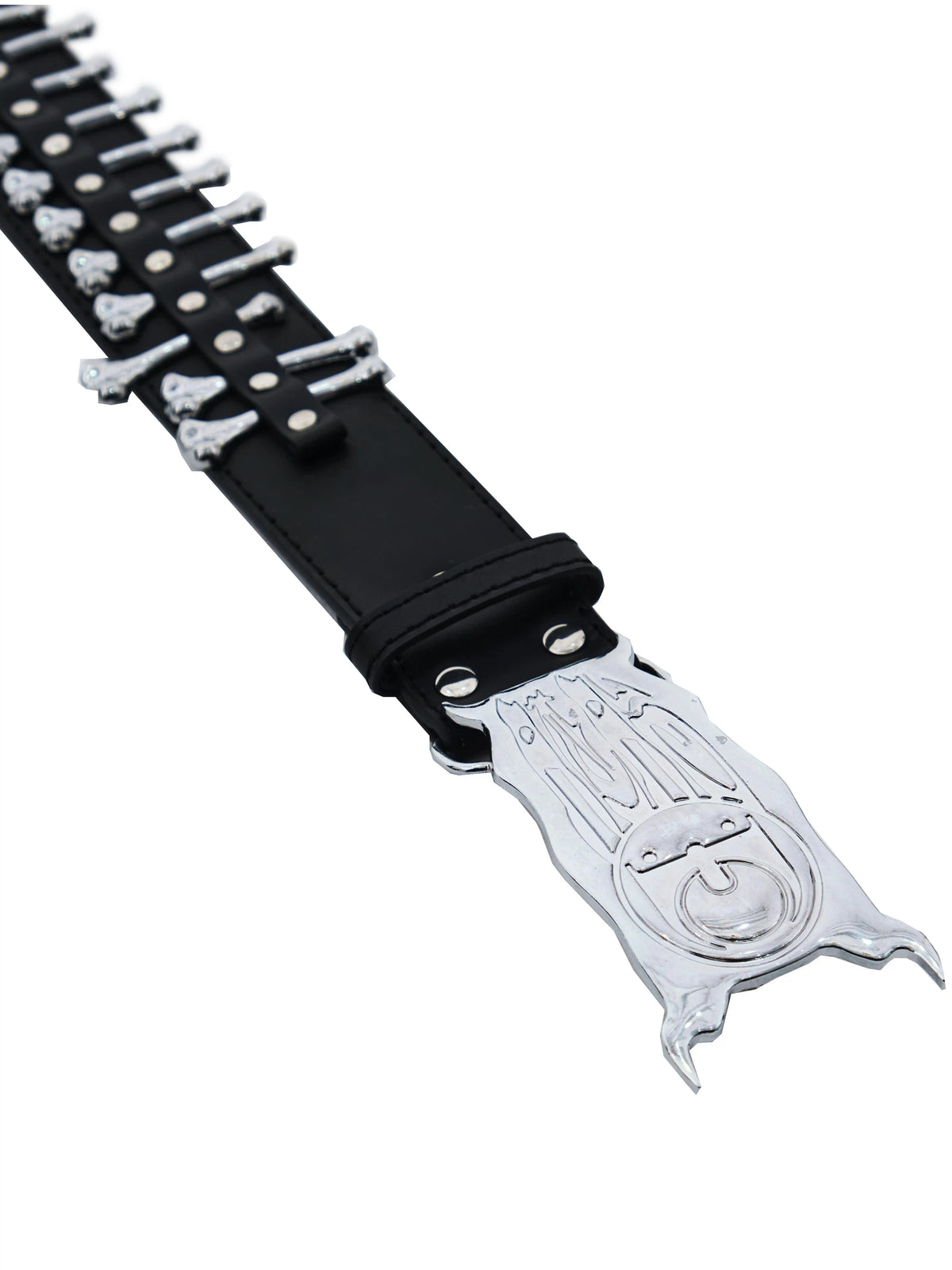 EMBRYO BONE SIGIL genuine leather belt — buckle close-up