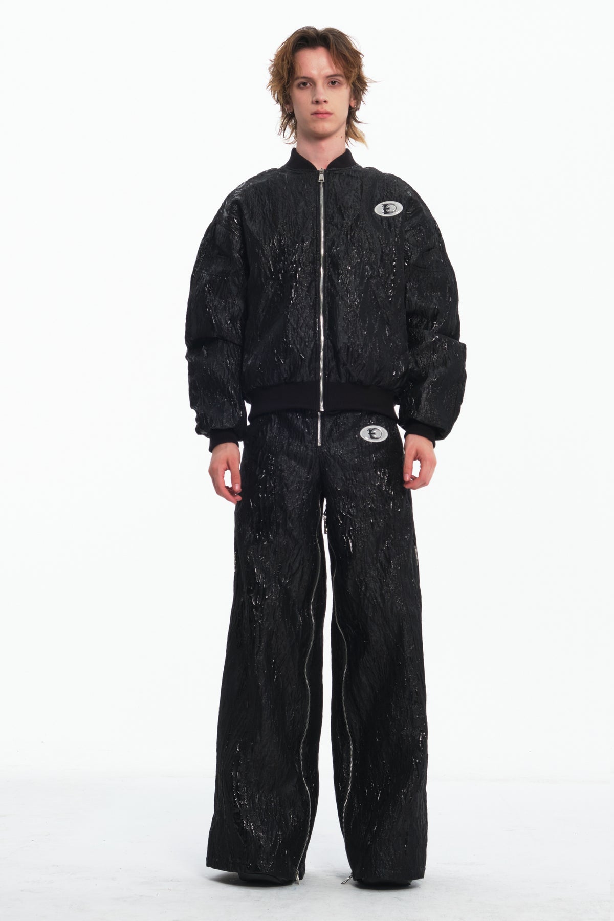 EMBRYO VENOM FLIGHT deconstructed padded jacket — rear modeled view
