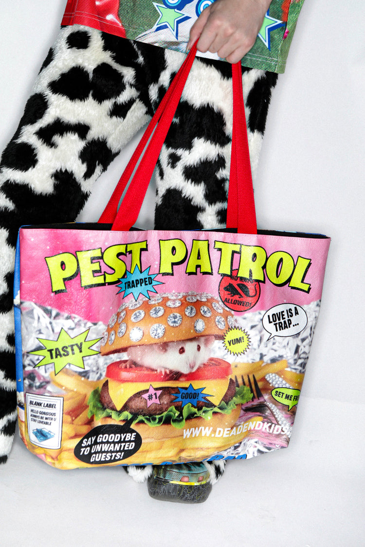 DEADENDKIDS PEST PATROL Tyvek tote bag — garment-only view