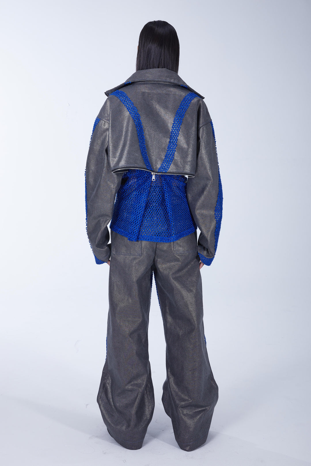 EMBRYO METAL SHELL convertible canvas jacket — garment-only construction view