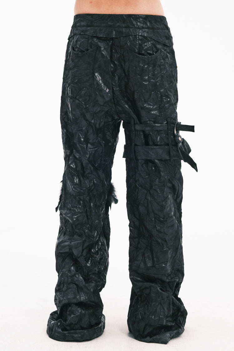 EMBRYO FEATHER LEG detachable-pouch flare pants — additional product detail view