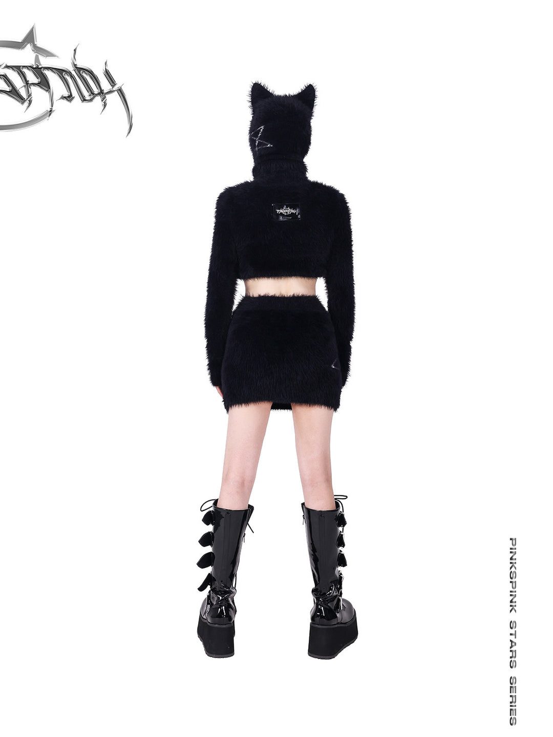 PINKSPINK PENTAGRAM cat-ear knit balaclava — alternate gallery view showing the design details