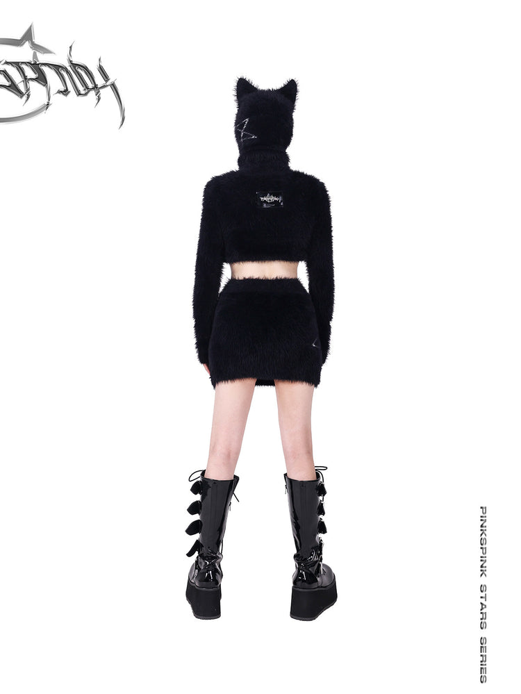 PINKSPINK PENTAGRAM cat-ear knit balaclava — alternate gallery view showing the design details