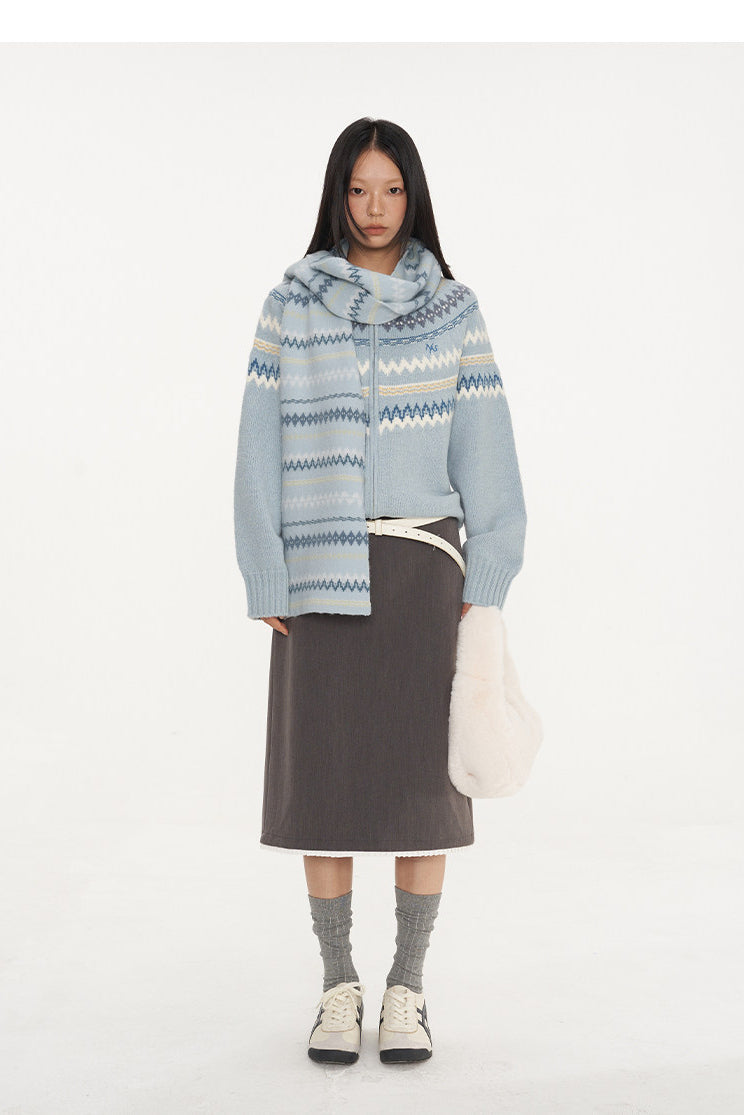 NAWS FAIR ISLE wool-alpaca cardigan — alternate angle showing the shape and finish