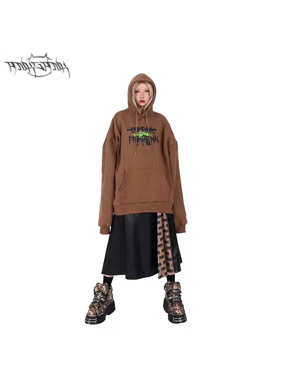 PINKSPINK EXHIBITION CORE zip A-line midi skirt — alternate modeled view showing the silhouette