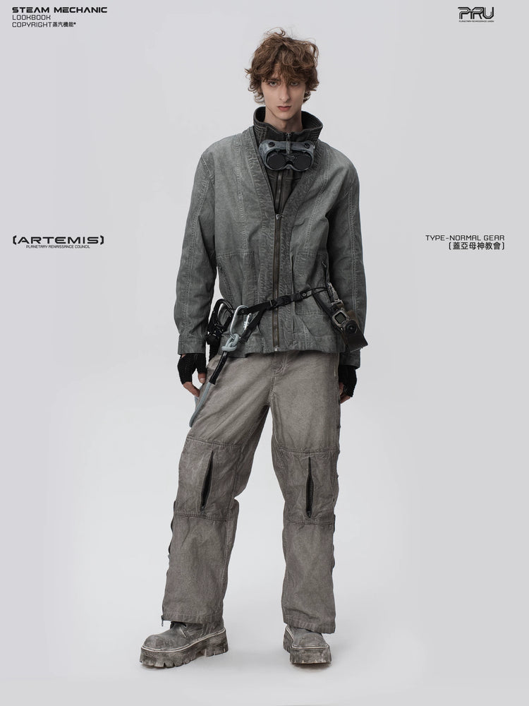 GAIA meteor gray open-collar technical robe — alternate product view