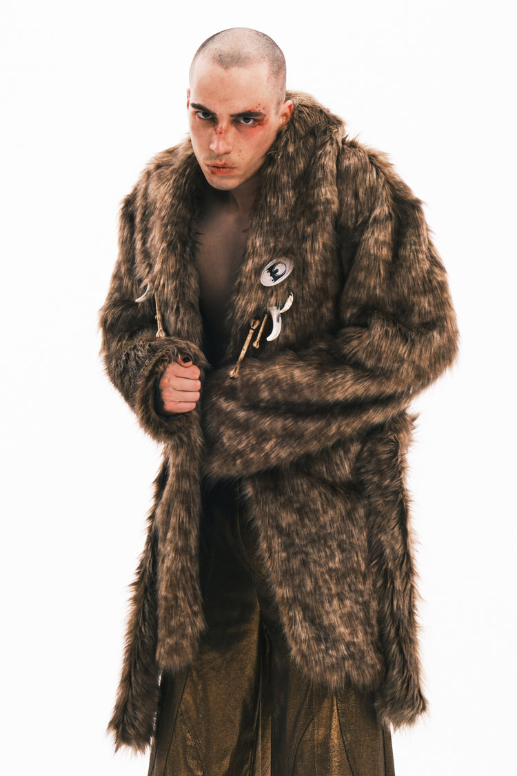 EMBRYO PRIMAL BONE mid-length faux-fur coat — garment-only view