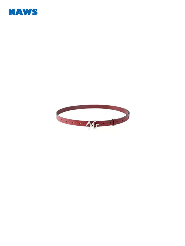 NAWS ROSE red leather belt — alternate gallery view showing the design details
