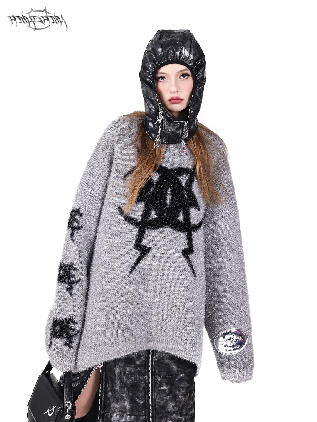 PINKSPINK ELECTRIC MOON CRYSTAL WOOL Y2K KNIT SWEATER