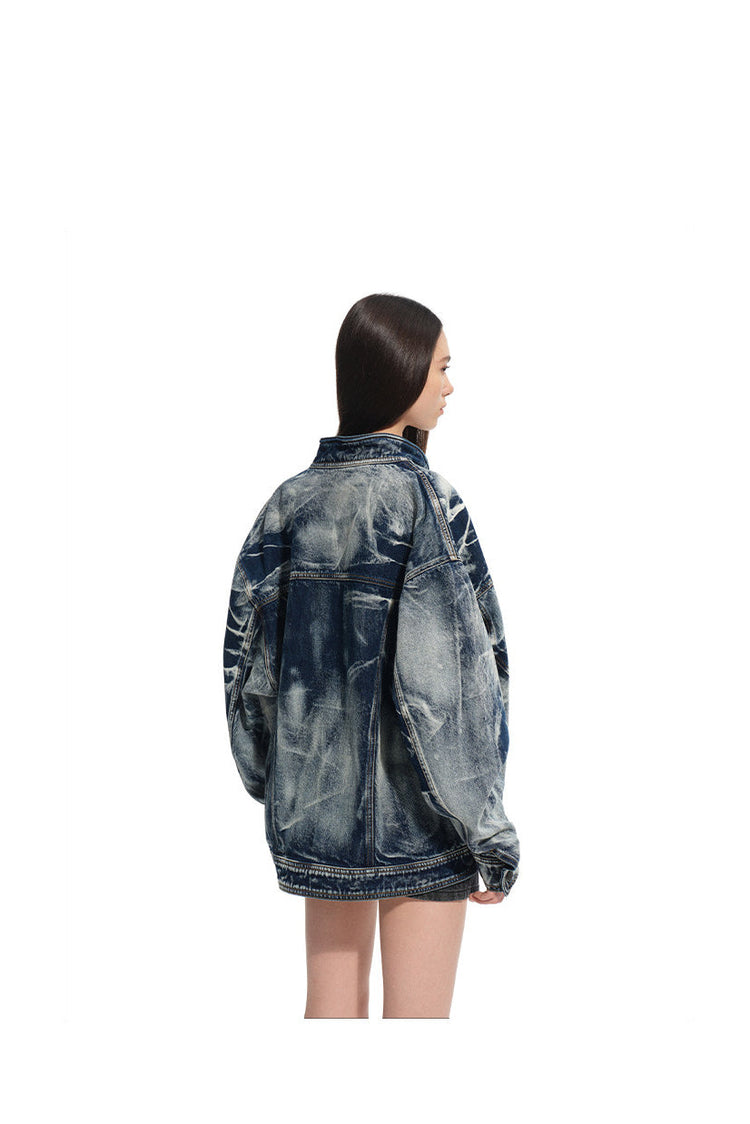 NAWS VOLCANO washed denim stand-collar jacket — catalog view showing the design and silhouette