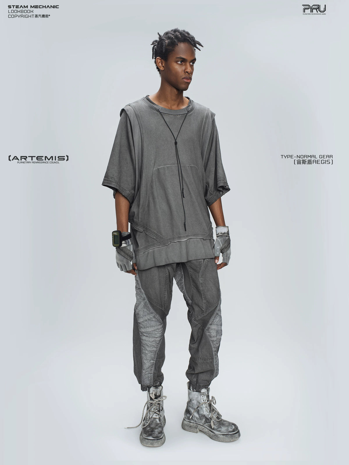 AEGIS moon dust gray cropped moto riding pants — material and silhouette detail