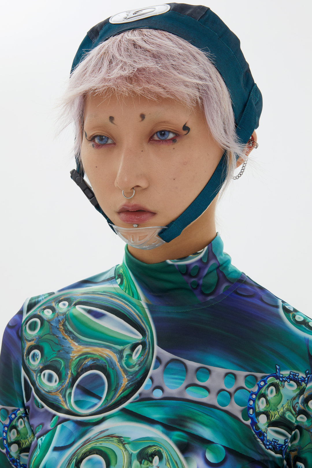 EMBRYO LARVA patchwork cycling cap — construction detail