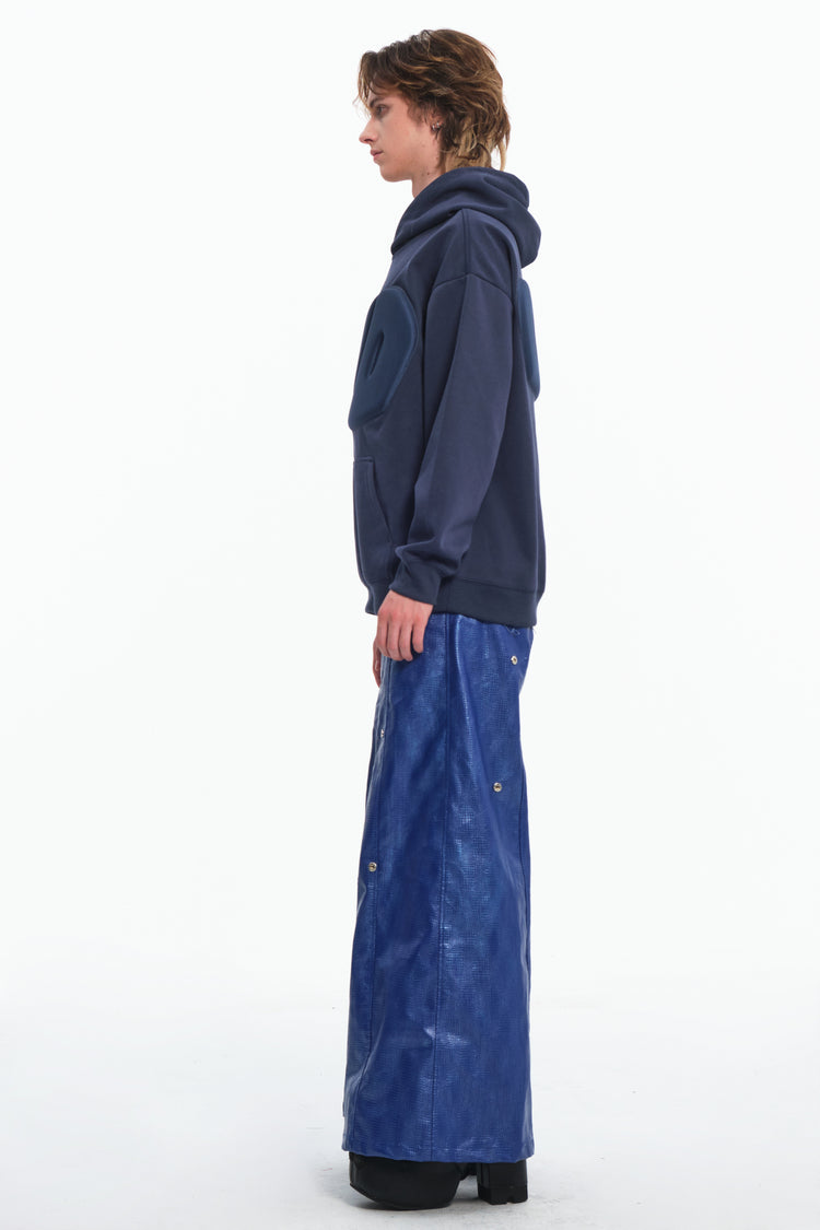 EMBRYO RED CLAW convertible padded PU pants — construction detail