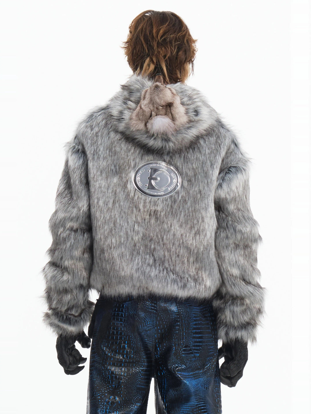 EMBRYO ANIMAL SHELL hooded faux-fur jacket — side or detail presentation