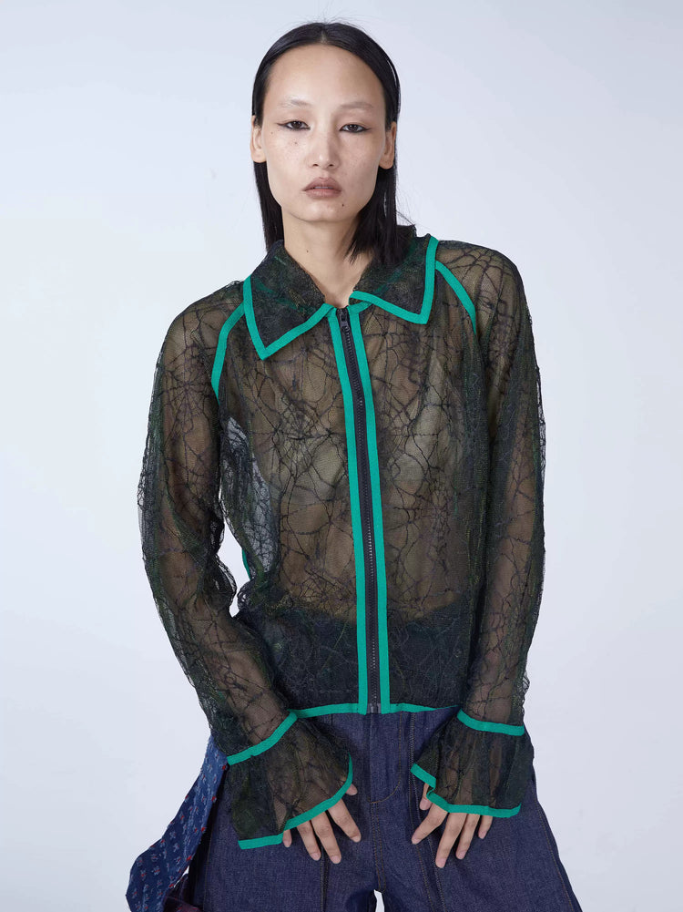 EMBRYO SPIDERWEB tearaway sheer shirt — side or detail presentation