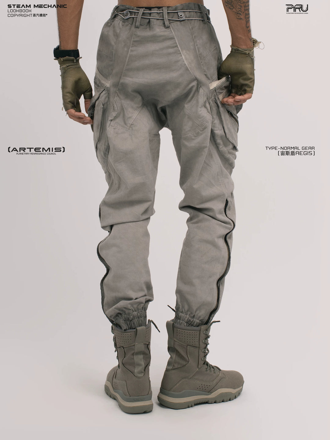 AEGIS lunar sea gray multi-pocket moto pants — alternate product view