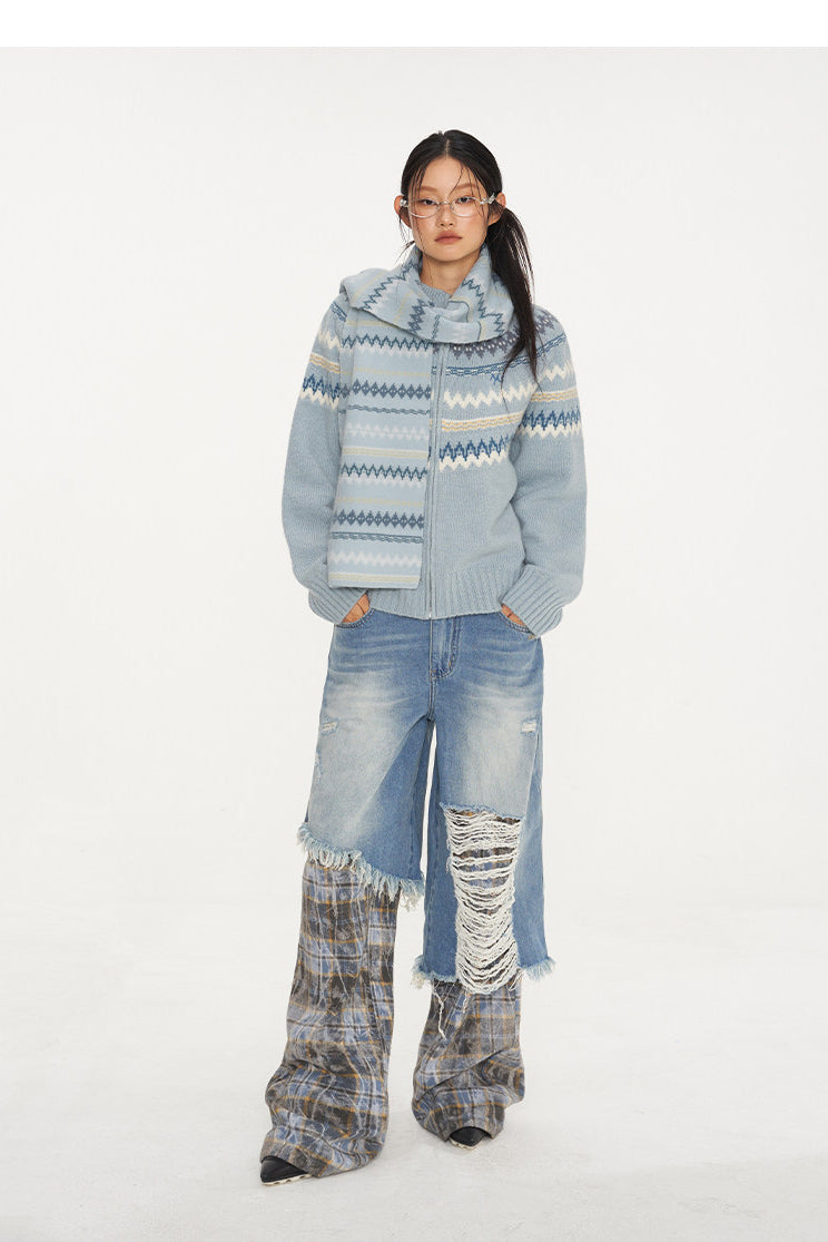 NAWS FAIR ISLE wool-alpaca cardigan — close-up view of the material and finishing
