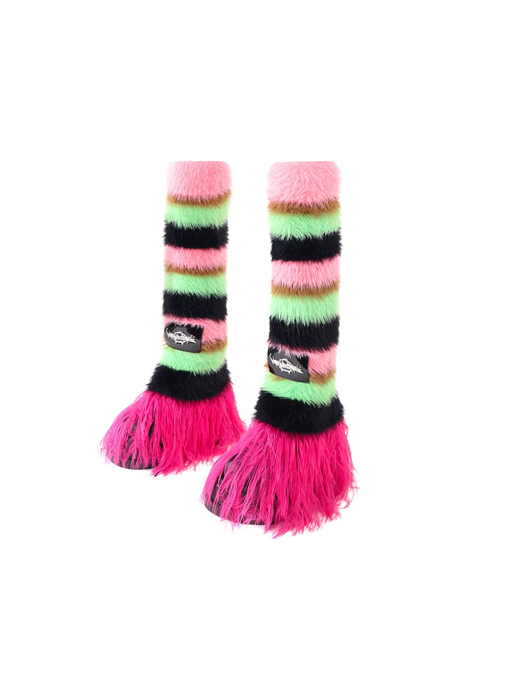 PINKSPINK FUTURE COLOR striped knit leg warmers — alternate gallery view showing the design details