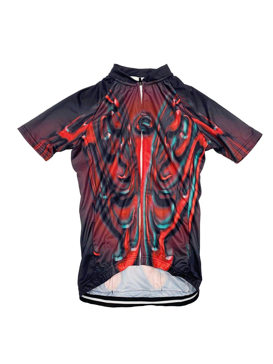 EMBRYO RED SIGNAL fitted cycling top — alternate styled presentation