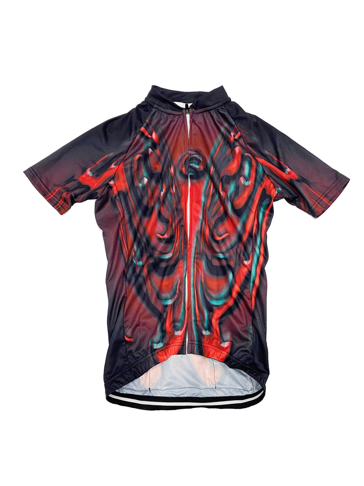 EMBRYO RED SIGNAL fitted cycling top — alternate styled presentation