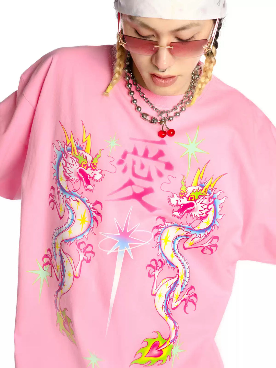 DEADENDKIDS DRAGON LOVE oversized graphic tee — rear or construction presentation