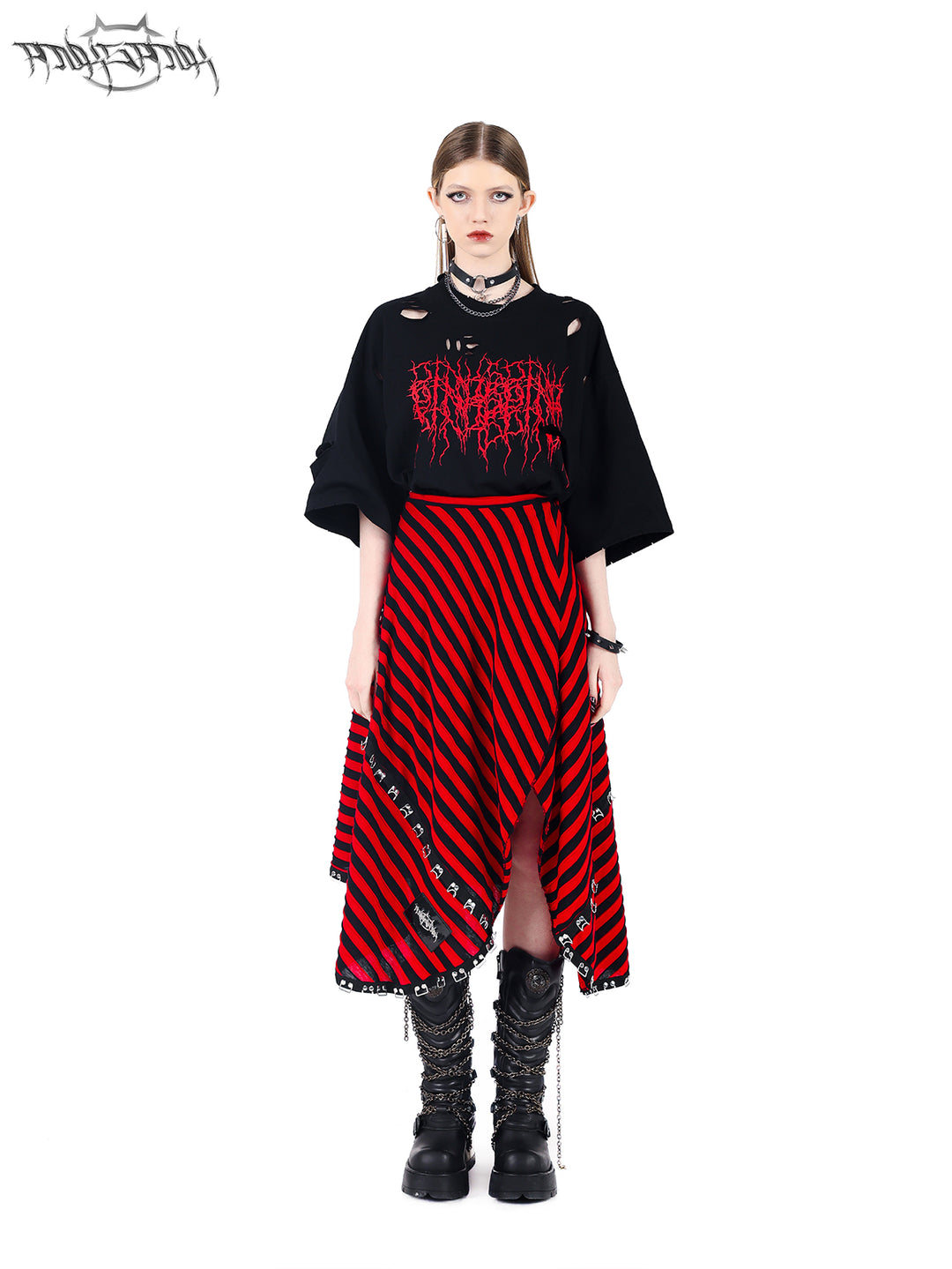 PINKSPINK THORN PRINT DISTRESSED PUNK TEE