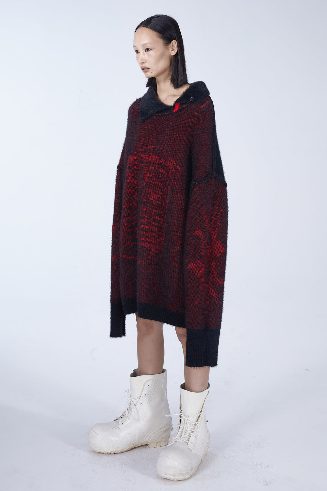 EMBRYO IMPERIAL SEAL reversible faux-mink sweater — alternate modeled angle