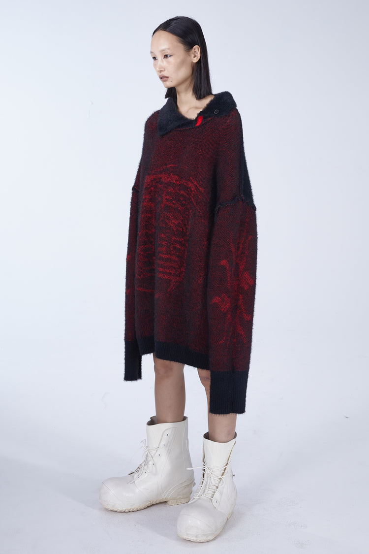 EMBRYO IMPERIAL SEAL reversible faux-mink sweater — alternate modeled angle