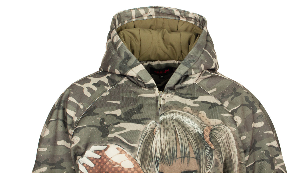4RE1GN Camouflage Heart Hooded Puffer Jacket