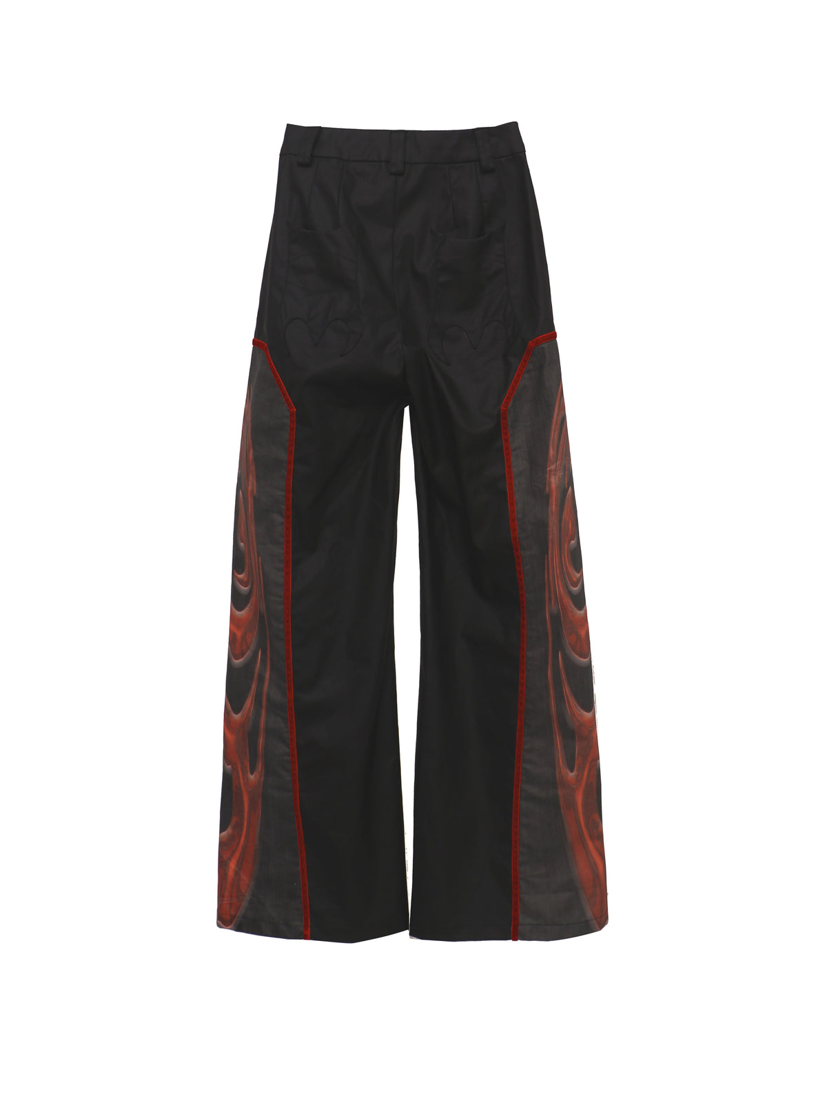 EMBRYO RED TOTEM coated wide-leg pants — alternate modeled angle