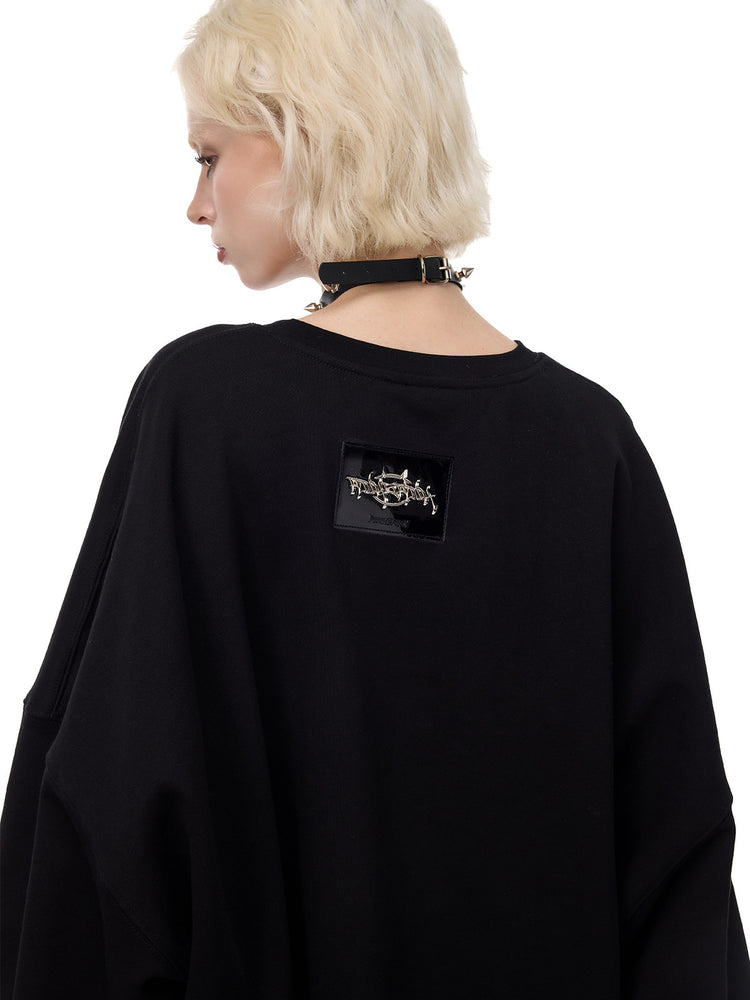 PINKSPINK CAT ALIEN embroidered oversized sweatshirt — back neckline and small logo detail