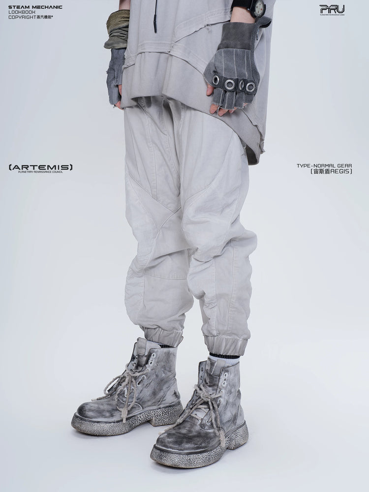 AEGIS eris white cropped moto riding pants — construction detail